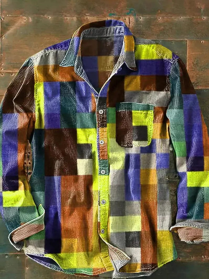 Dexter Men's Patchwork Long-Sleeve Shirt